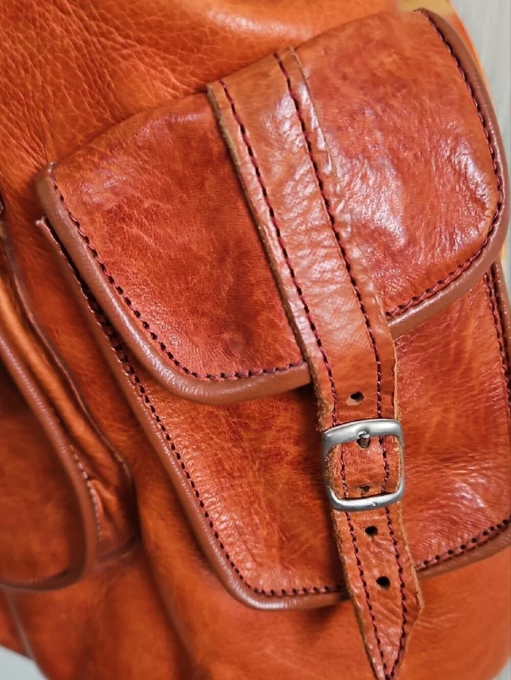 Leather Men’s Backpack - Brown Convertible Daypack